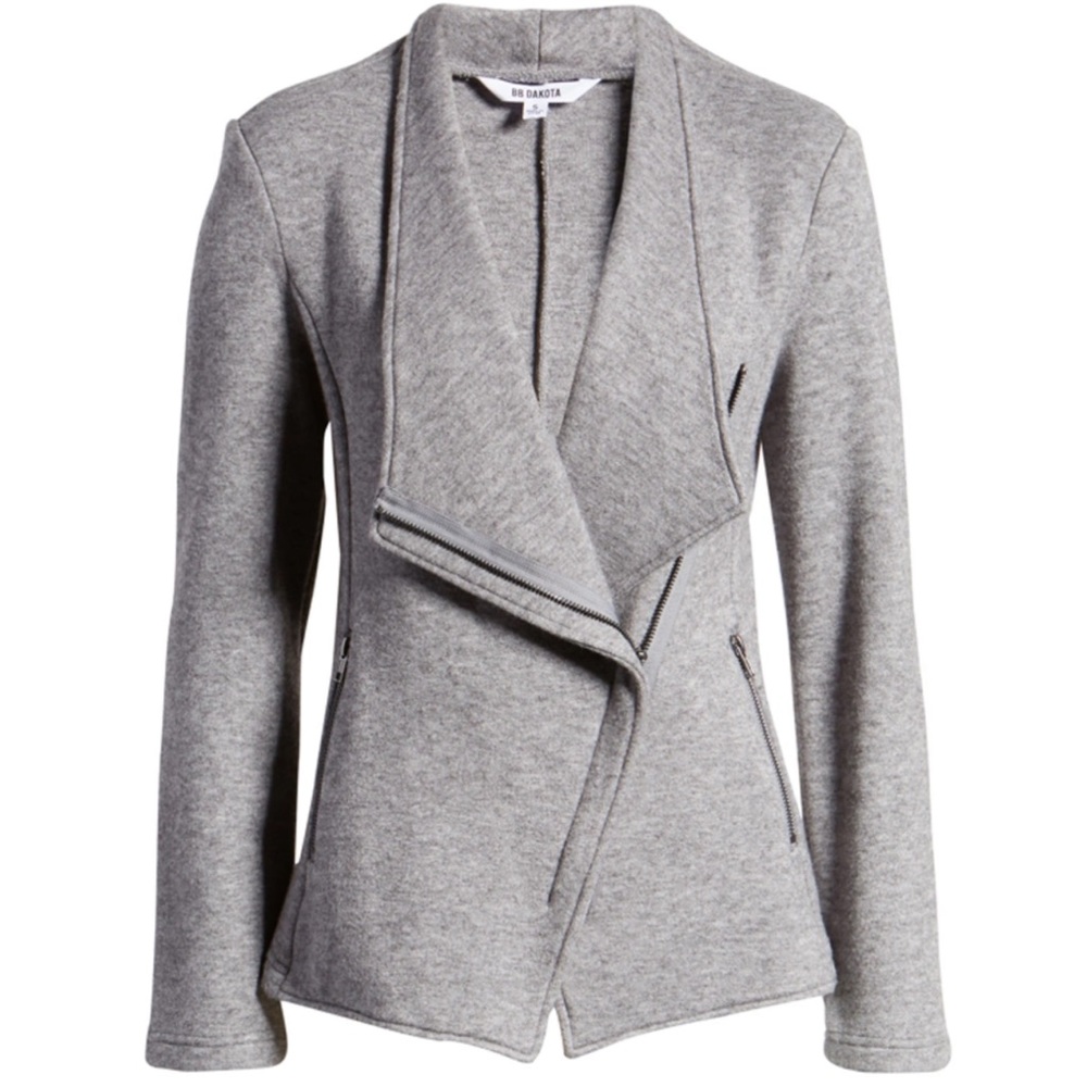 NWOT BB Dakota off the click asymmetrical knit moto jacket